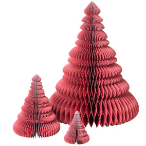 Broste Copenhagen Paper Christmas Tree Decoration (Set of 3) - Red