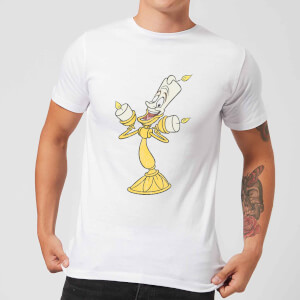 Disney Beauty And The Beast Lumiere Distressed Men's T-Shirt - White