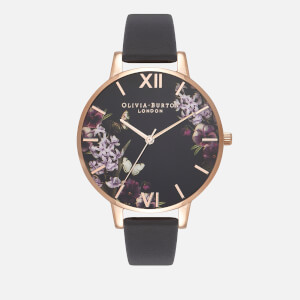 Olivia Burton Women's Enchanted Garden UK Exclusive Watch - Black/Rose Gold