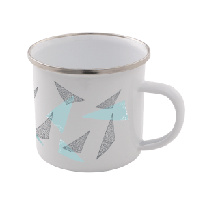 Triangles Enamel Mug – White