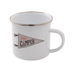 Happy Camper Enamel Mug – White