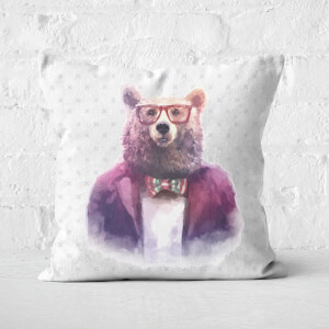 Hipster Bear Square Cushion