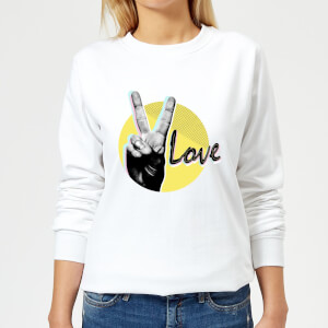 Peace Love With Circular Background Women's Sweatshirt - White