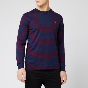 Polo Ralph Lauren Men's Long Sleeve Pima Soft Touch Stripe Top - French Navy/Classic Wine