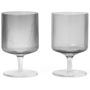 Ferm Living Ripple Wine Glasses - Smoked Grey (Set of 2)