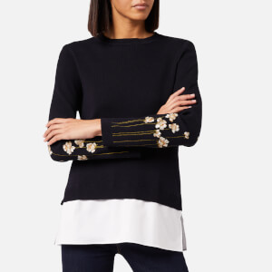 Ted Baker Women's Evetta Pearl Embroidered Mockable Jumper - Dark Blue