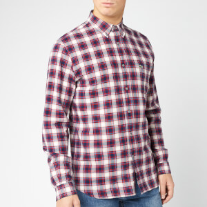 Lacoste Men's Flannel Plaid Shirt - Bordeaux