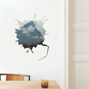Cracked Scenery Mountain Wall Art Sticker