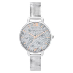 Olivia Burton Women's Terrazzo Florals Mesh Watch - Silver
