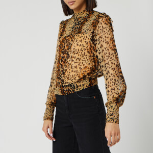 Free People Women's Roma Blouse - Brown Leopard