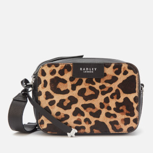 Radley Women's Alba Place Faux Leopard Small Cross Body Bag Zip Around - Black