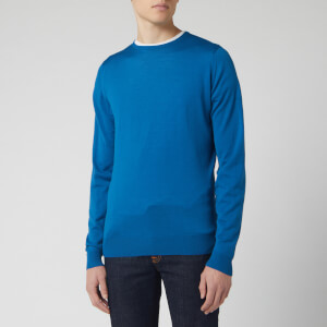 John Smedley Men's Lundy 30 Gauge Extra Fine Merino Crew Neck Jumper - Blue Peek