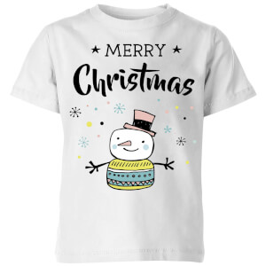 Merry Christmas Snowman Kids' T-Shirt - White