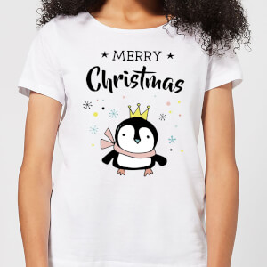 Merry Christmas Penguin Women's T-Shirt - White