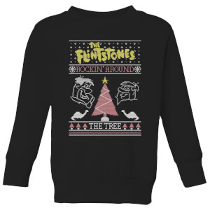 Flintstones Rockin Around The Tree Kids' Christmas Sweatshirt - Black