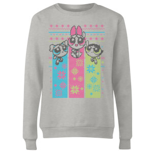 Power Puff Girls Women's Christmas Sweatshirt - Grey