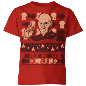 Star Trek: The Next Generation Make It So Kids' Christmas T-Shirt - Red