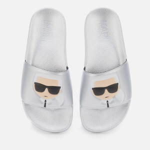 Karl Lagerfeld Women's Kondo II Ikonic Slide Sandals - Silver