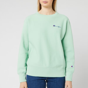Champion Women's Small Script Crew Neck Sweatshirt - Mint Green