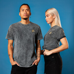 Embroidered Enterprise Starship Badge Star Trek T-shirt - Black Acid Wash