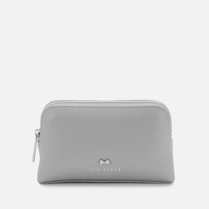 Ted Baker Women's Panse Leather Bow Stud Mini Make Up Bag - Light Grey