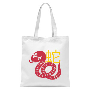 Chinese Zodiac Snake Tote Bag - White