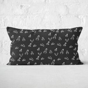 Black Willy Print Rectangular Cushion