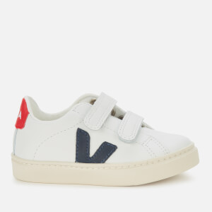 Veja Toddler's Esplar Velcro Leather Trainers - Extra White/Nautico/Pekin