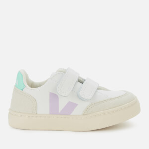 Veja Toddler's V12 Velcro Leather Trainers - Extra White/Parme/Turquoise