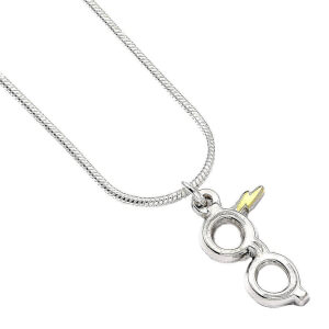 Harry Potter Silver Plated Lightning Bolt with Glasses Necklace