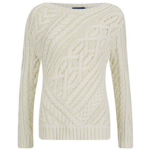 Polo Ralph Lauren Women's Cable Knitted Jumper - Port Cream - Free UK ...