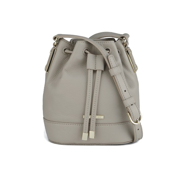 BOSS Hugo Boss MalindaG Drawstring Leather Bucket Bag Open Grey Free UK Delivery over £50
