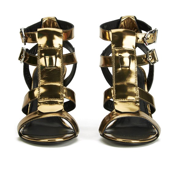 HUGO Women's Malena-M Buckle Strap Heeled Leather Sandals - Gold | FREE ...