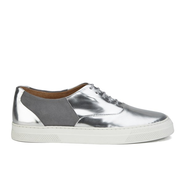 Folk Women's Isa Patent Leather/Suede Plimsoll Trainers - Silver - Free ...