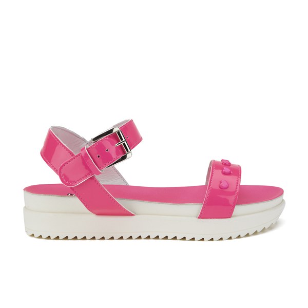 Love Moschino Women's Two Strap Patent Cleated Flatform Sandals - Pink ...