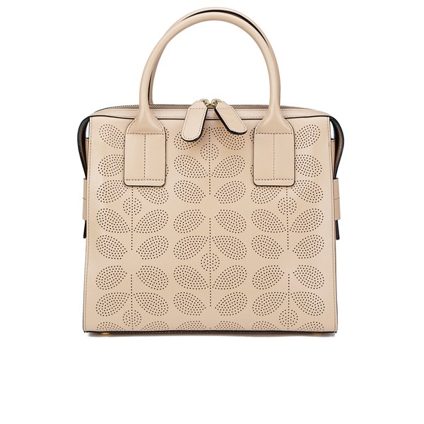 Orla Kiely Women's Margot Sixties Stem Punched Leather Bag Fawn
