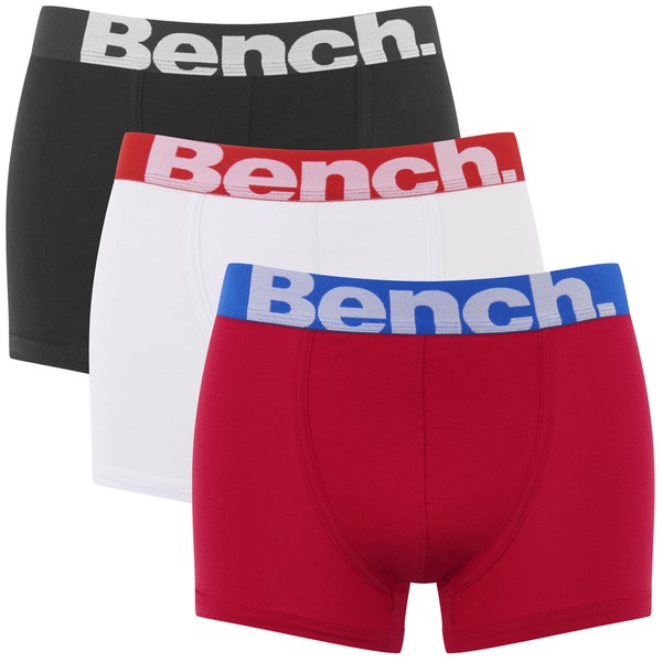 Bench Men's 3-Pack Large Logo Band Boxers - Red/Black/White Mens ...