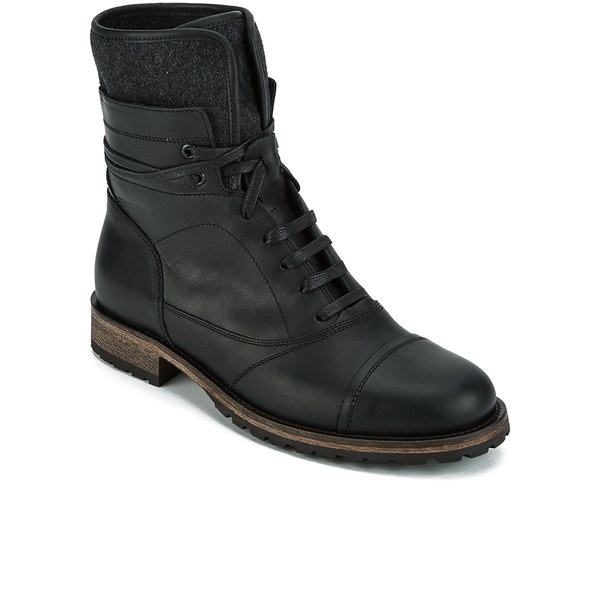 Belstaff Men's Faystar Lace-Up Leather Tall Boots - Black - Free UK ...