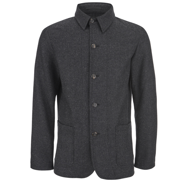 Private White VC Men's 100% Wool Knitted Shacket - Charcoal - Free UK ...