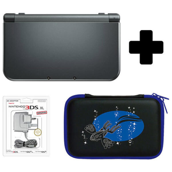 New Nintendo 3DS XL Metallic Black + Pokemon Alpha Sapphire Case