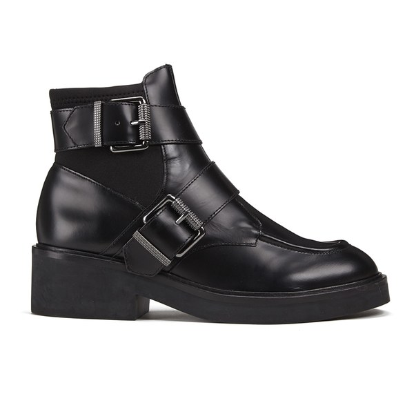 Ash Women's Nikko Leather Double Buckle Ankle Boots - Black Clothing ...