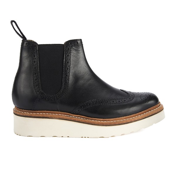 Grenson Women's Alice Brogue Leather Chelsea Boots - Black Calf | FREE ...