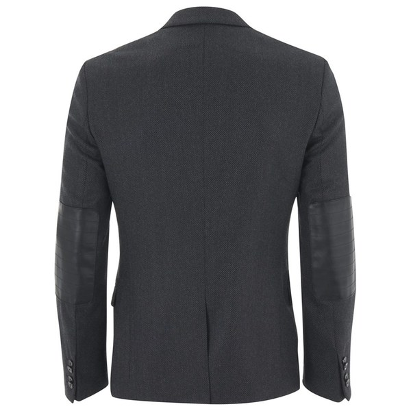 HUGO Men's Abrino Leather Elbow-Patch Suit Jacket - Charcoal Clothing ...