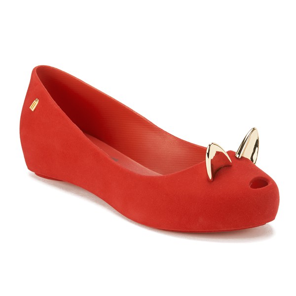 Melissa Women's Ultragirl Cat Ballet Flats Red Womens Footwear