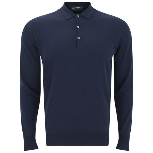 John Smedley Mens Cotswold Merino Wool Long Sleeve Polo Shirt 