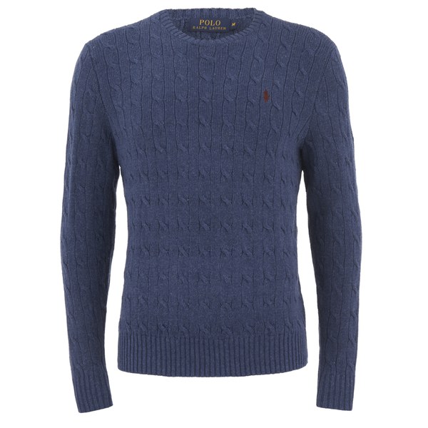 Polo Ralph Lauren Men's Cable Knitted Sweater - Derby Blue - Free UK ...
