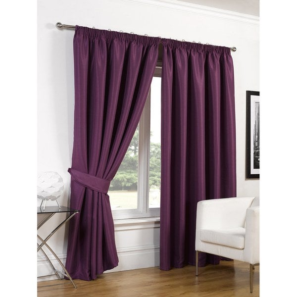 Dreamscene Faux Silk Blackout Curtains - Aubergine | IWOOT