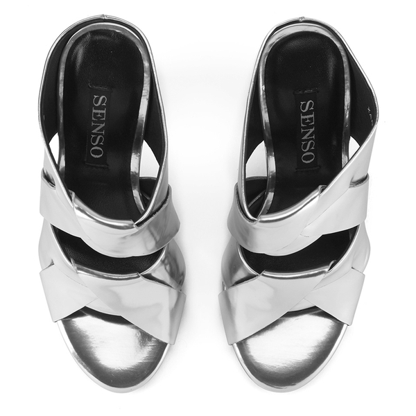 Senso Women's Xanthe II Chrome Strappy Mule Sandals - Silver | FREE UK ...