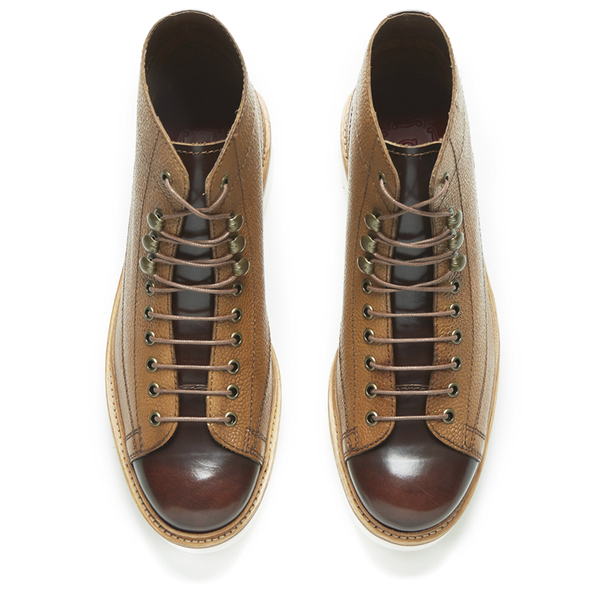 Grenson Men's Andy Grain Leather Laceup Monkey Boots Tan FREE UK