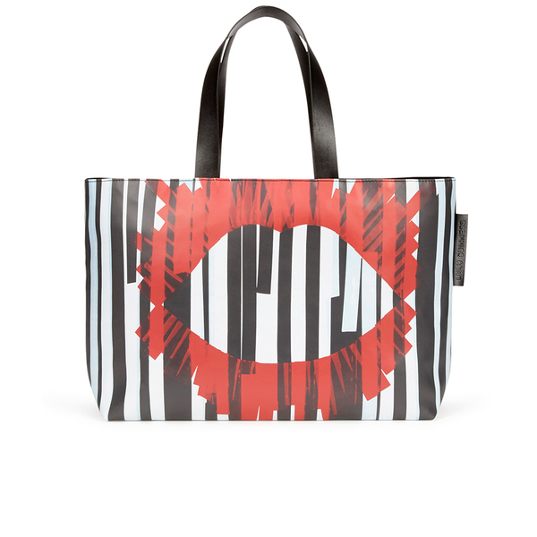 Lulu Guinness Women S Large Stripe Larysa Tote Bag Black White Red Lulu Guinness Women S Large Stripe Larysa Tote Bag Black White Red Image